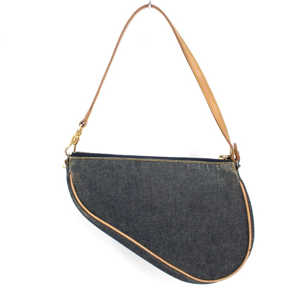 Christian Dior Dark Wash Denim Leather Trim Mini Saddle Shoulder Bag Vintage CD - Picture 6 of 8